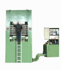 1200Ton Upstroke press for Foam pad production - oil heated platens
